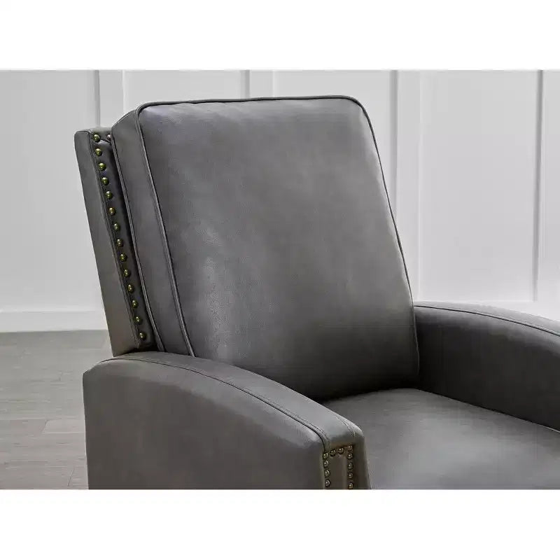 Poltrona reclinabile push-back in similpelle beige / nera / grigio antracite / marrone sella con profili borchiati, posto singolo