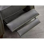 Poltrona reclinabile push-back in similpelle beige / nera / grigio antracite / marrone sella con profili borchiati, posto singolo