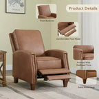 Poltrona reclinabile push-back in similpelle beige / nera / grigio antracite / marrone sella con profili borchiati, posto singolo