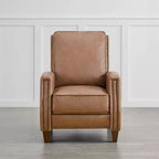 Poltrona reclinabile push-back in similpelle beige / nera / grigio antracite / marrone sella con profili borchiati, posto singolo