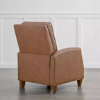 Poltrona reclinabile push-back in similpelle beige / nera / grigio antracite / marrone sella con profili borchiati, posto singolo