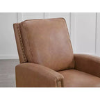 Poltrona reclinabile push-back in similpelle beige / nera / grigio antracite / marrone sella con profili borchiati, posto singolo