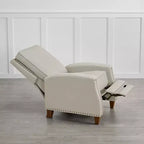 Poltrona reclinabile push-back in similpelle beige / nera / grigio antracite / marrone sella con profili borchiati, posto singolo