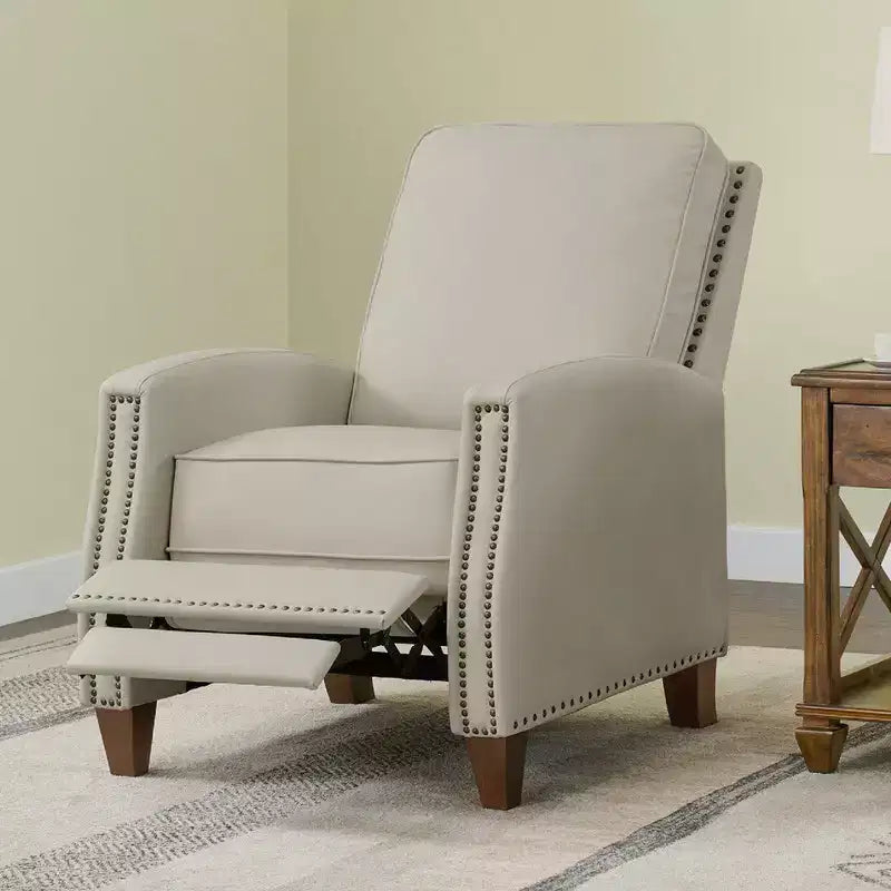 Spruce & Spring Push Back Recliner Chair with Nailhead Trims for Living Room