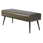 VEVOR Leather Bedroom Bench, PU Leather Bench with Metal Legs and with Stitching for Entryway, Upholstered Shoe Bench Seat, Green