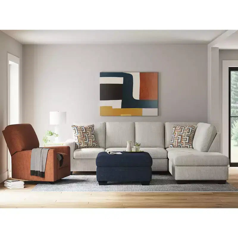 Pouf quadrato oversize, blu inchiostro / arancione speziato / grigio pietra, posti multipli