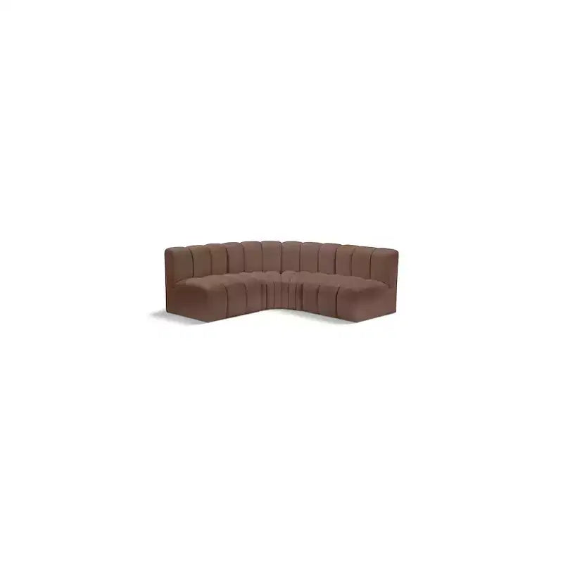 Meridian Furniture,Arc Brown Vegan Leather Modular Sofa