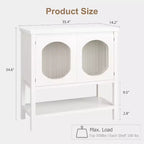 Credenza con ante in vetro scanalato, colore bianco, 2 ante, mobile contenitore moderno per buffet, 1 pezzo