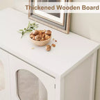 Credenza con ante in vetro scanalato, colore bianco, 2 ante, mobile contenitore moderno per buffet, 1 pezzo