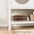 Credenza con ante in vetro scanalato, colore bianco, 2 ante, mobile contenitore moderno per buffet, 1 pezzo