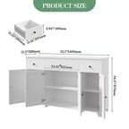Mobile buffet credenza da 55" – Nero / Grigio / Bianco, 3 cassetti e 4 ante