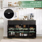 Mobile buffet credenza da 55" – Nero / Grigio / Bianco, 3 cassetti e 4 ante