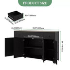 Mobile buffet credenza da 55" – Nero / Grigio / Bianco, 3 cassetti e 4 ante