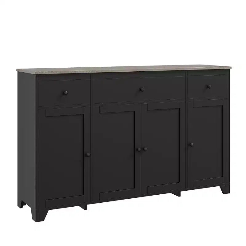 55 Sideboard Buffet Cabinet with 3 Drawers & 4 Doors, Adjustable Shelf Kitchen Storage Console for Dining Room Living Room