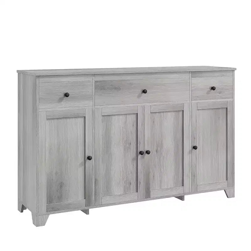 Mobile buffet credenza da 55" – Nero / Grigio / Bianco, 3 cassetti e 4 ante