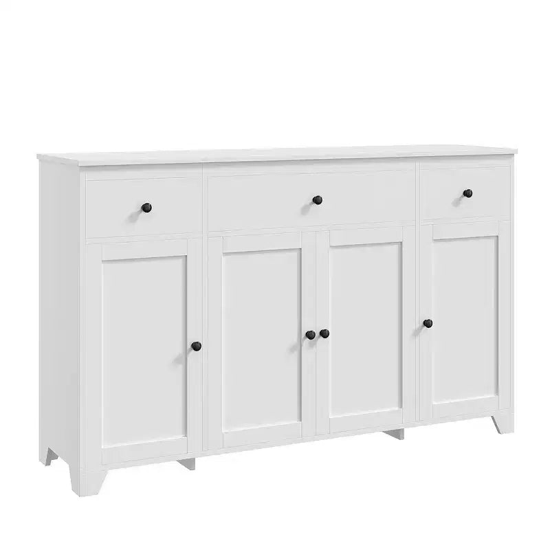 Mobile buffet credenza da 55" – Nero / Grigio / Bianco, 3 cassetti e 4 ante