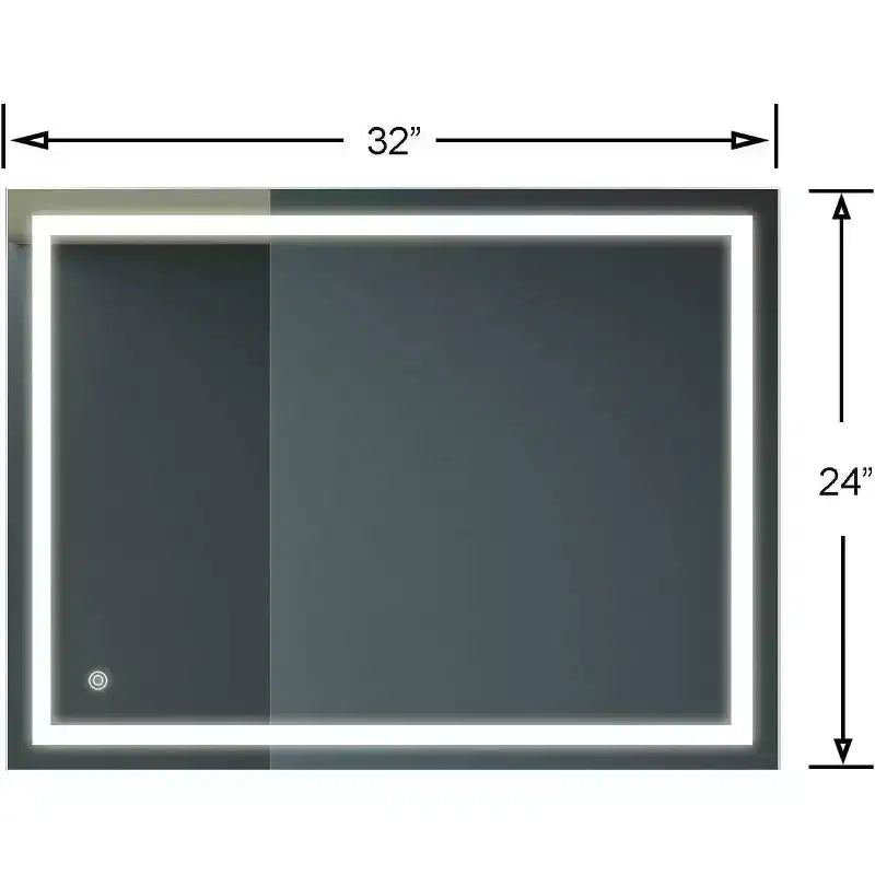 Specchio da bagno LED argentato, montaggio a parete, utente singolo, 32×24 pollici