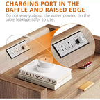 Comodino marrone in rattan con 2 cassetti, USB-C e doppia presa, set da 2