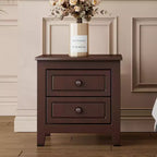 Comodino a 2 Cassetti Marrone Noce Mid-Century, Tavolino Comodino a Uso Singolo