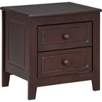 Comodino a 2 Cassetti Marrone Noce Mid-Century, Tavolino Comodino a Uso Singolo