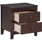 Comodino a 2 Cassetti Marrone Noce Mid-Century, Tavolino Comodino a Uso Singolo