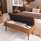 Panca/Contenitore in Ecopelle Marrone/Grigio, 2 Posti, 121,4 cm