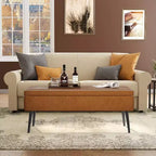 Panca/Contenitore in Ecopelle Marrone/Grigio, 2 Posti, 121,4 cm