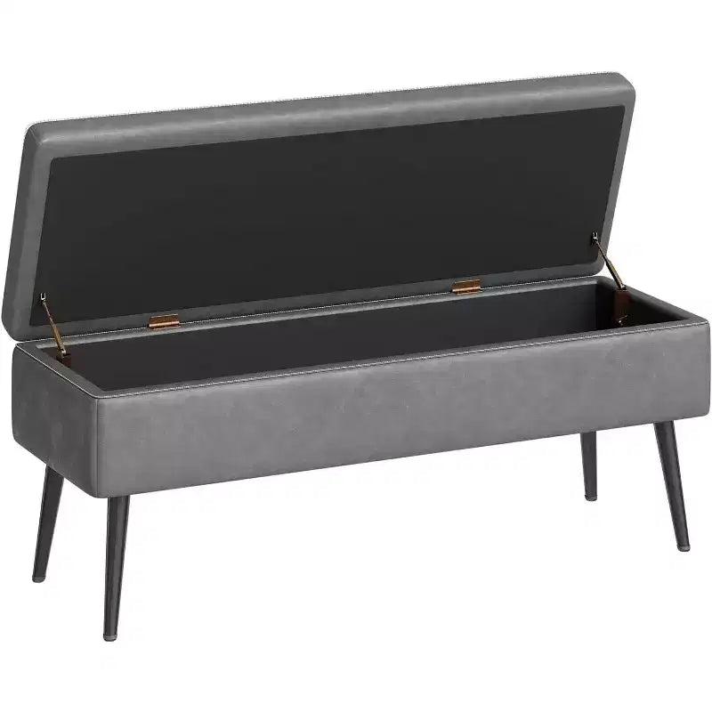 Panca/Contenitore in Ecopelle Marrone/Grigio, 2 Posti, 121,4 cm