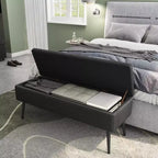 Panca/Contenitore in Ecopelle Marrone/Grigio, 2 Posti, 121,4 cm
