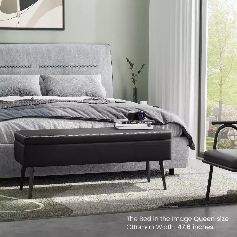 Panca/Contenitore in Ecopelle Marrone/Grigio, 2 Posti, 121,4 cm