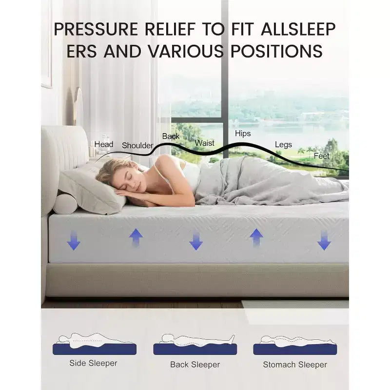 Materasso in memory foam bianco da 6", medio-rigido, singolo/una piazza e mezza/matrimoniale