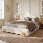 GDFStudio Layton Modern Minimalist Boucl Upholstered Bed with Headboard