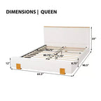 Letto a piattaforma imbottito in boucle beige con testiera, Queen/King