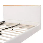 Letto a piattaforma imbottito in boucle beige con testiera, Queen/King