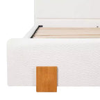 Letto a piattaforma imbottito in boucle beige con testiera, Queen/King