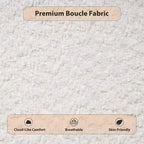 Letto a piattaforma imbottito in boucle beige con testiera, Queen/King