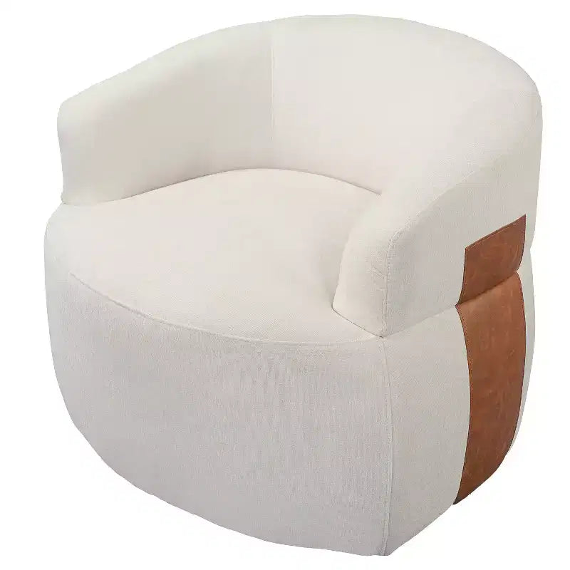 Marrone/Bianco, Poltrona girevole a botte moderna, 1 posto a sedere