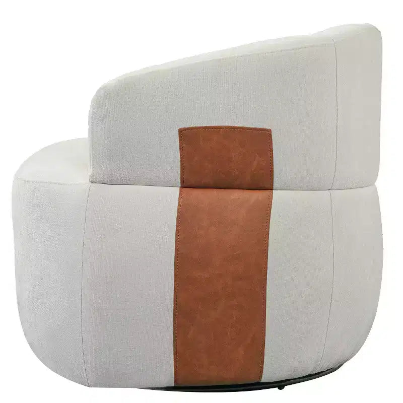Marrone/Bianco, Poltrona girevole a botte moderna, 1 posto a sedere