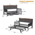 Divano letto singolo imbottito bianco/nero con letto estraibile, LED e stazione di ricarica – Posti letto 2