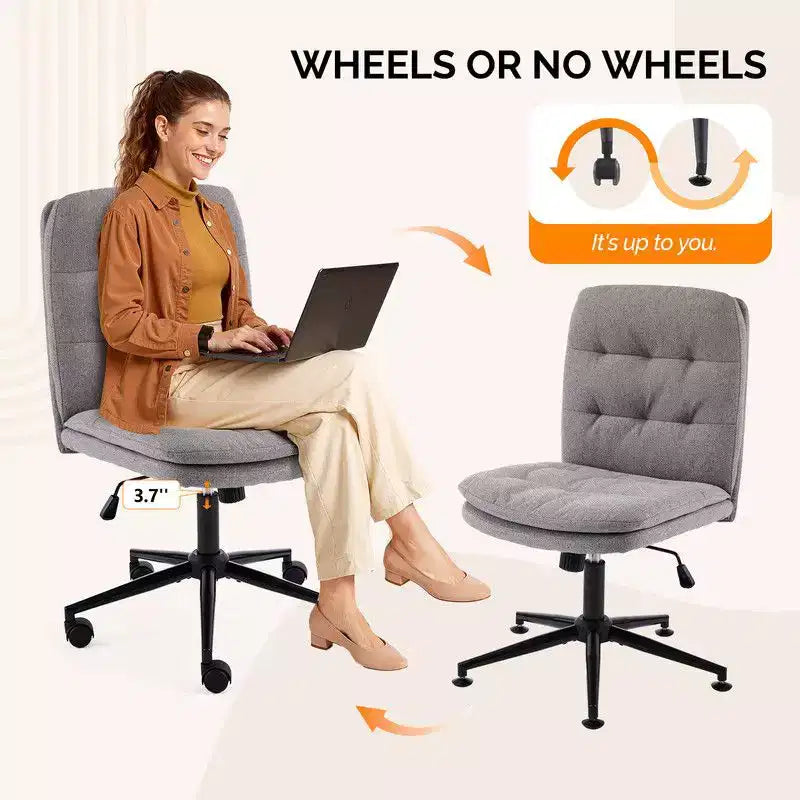 Sedia da ufficio girevole senza braccioli beige/nera/blu navy, sedile singolo