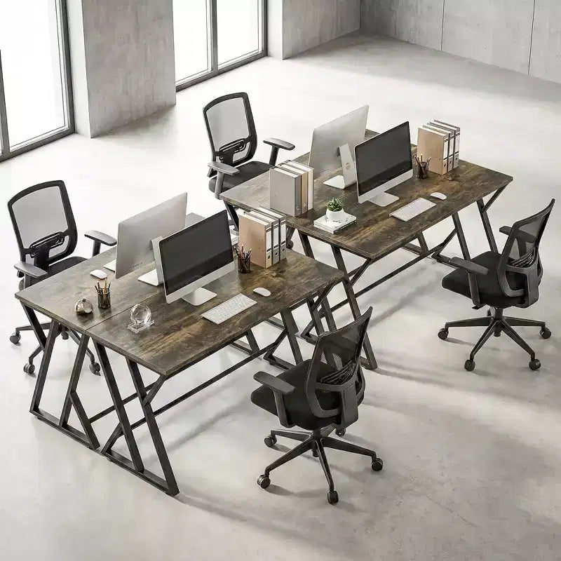 Scrivania industriale da 55", Struttura a Z, Grigio / Marrone rustico, 1 persona
