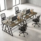 Scrivania industriale da 55", Struttura a Z, Grigio / Marrone rustico, 1 persona