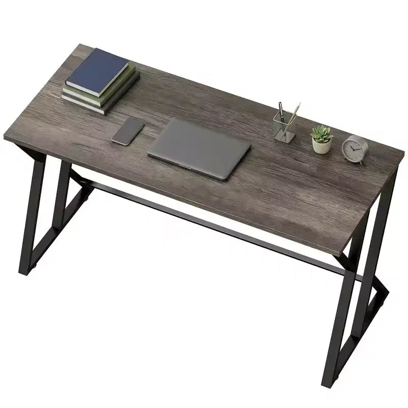 Scrivania industriale da 55", Struttura a Z, Grigio / Marrone rustico, 1 persona