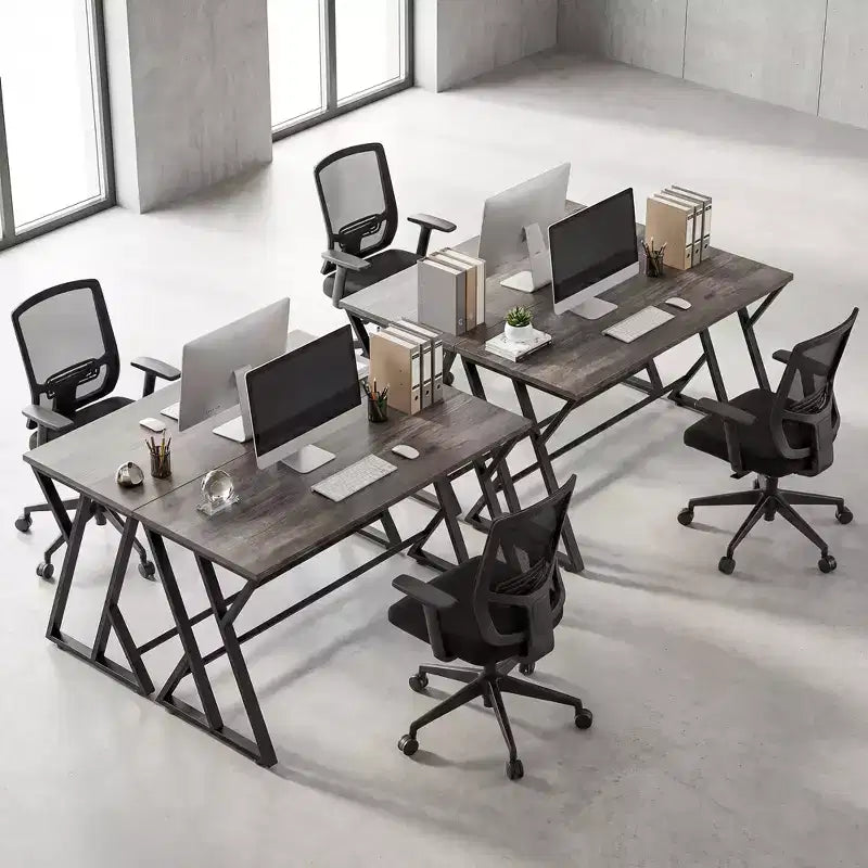 Scrivania industriale da 55", Struttura a Z, Grigio / Marrone rustico, 1 persona