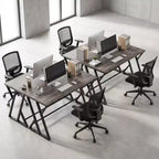 Scrivania industriale da 55", Struttura a Z, Grigio / Marrone rustico, 1 persona