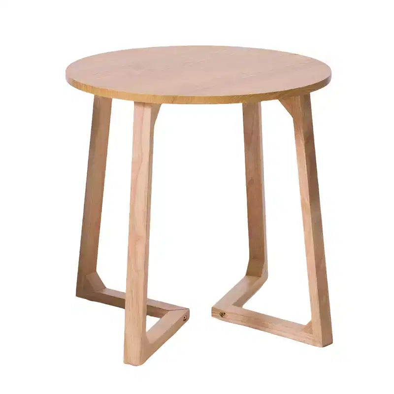 Fun little toys brand 24 Round End Table, Mid Century Modern Solid Wood Sofa Side Table with V-Shaped Legs, Small Coffee Table for Small Space