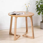 Tavolino da Caffè Rotondo Beige, Moderno di Metà Secolo, Gambe Incrociate, Uso Singolo