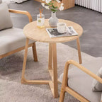 Tavolino da Caffè Rotondo Beige, Moderno di Metà Secolo, Gambe Incrociate, Uso Singolo