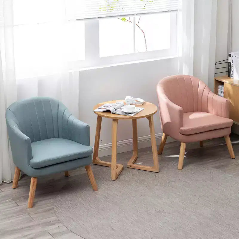 Tavolino da Caffè Rotondo Beige, Moderno di Metà Secolo, Gambe Incrociate, Uso Singolo