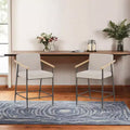 Sgabello da bancone alto con schienale, rivestito in tessuto beige/espresso con braccioli, set da 2